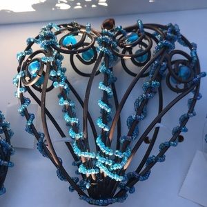 Rustic Holiday Wire Ornaments with Leather Loops for Hanging set of 3